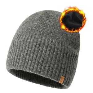 Oversized Merino Wool Beanie Fleece Lined Cuffed Fisherman Cap Classic